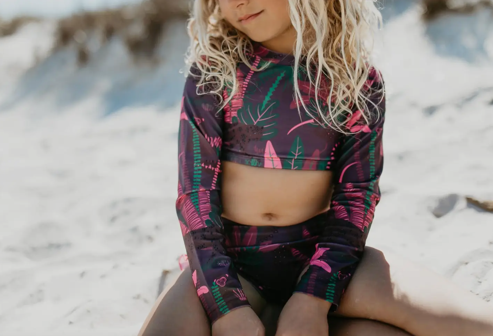 2 Piece Plum Tropical Swim Suit – Lil Bloomers Childrens Boutique
